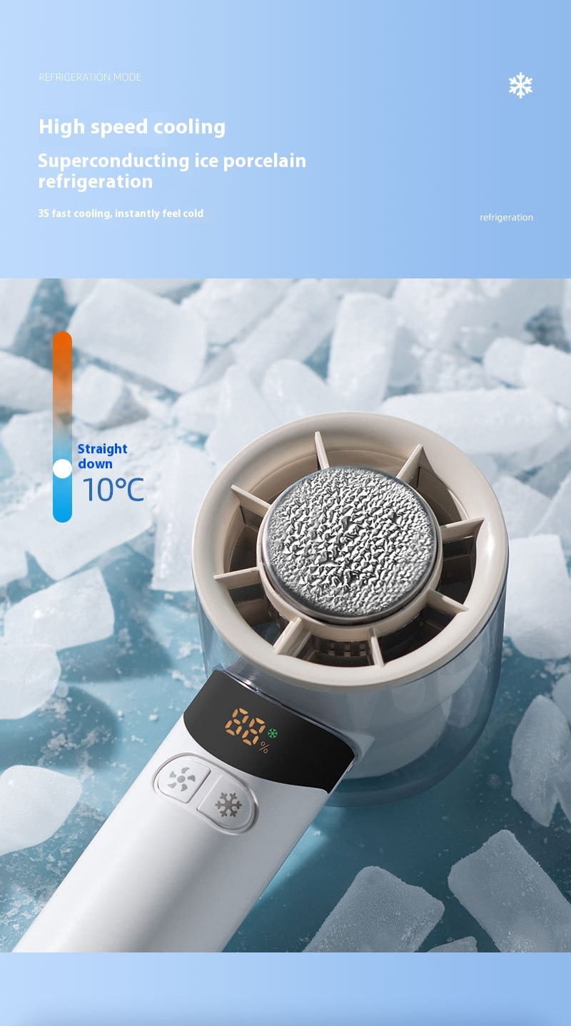 199 Speeds Adjustable Handheld Fan Portable Cooling Ice Fan Mini Fan Travel white