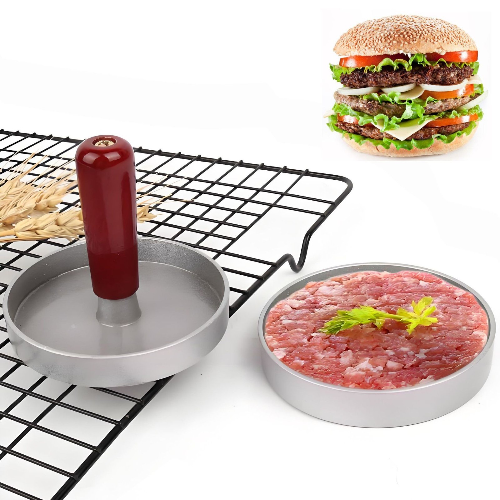 Household Manual Hamburger Patty Press, Patty Mold Combo Set, Food - grade Material, Parent - child DIY Hamburger Making Tool, Kitchen Helper