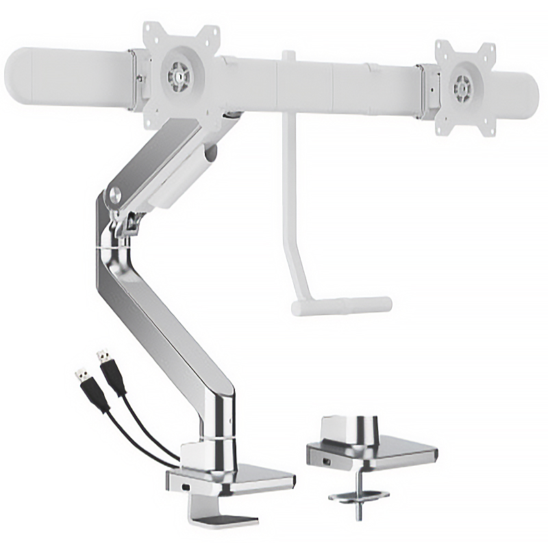 Brateck NoteWorthy Gas Spring Dual Monitor Arm with USB-A/USB-C Ports Fit Most 17in-32in Monitor (MABT-LDT81-C022UC-W)
