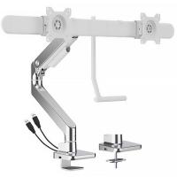 Brateck NoteWorthy Gas Spring Dual Monitor Arm with USB-A/USB-C Ports Fit Most 17in-32in Monitor (MABT-LDT81-C022UC-W)