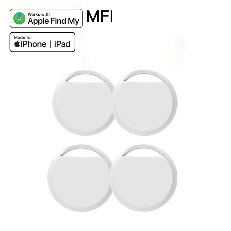 Air Tracker Tags-4 Pack, 5.3 Bluetooth Tracker Work with Apple Find My (iOS Only), Smart Tag with Keychain/Lanyard - White
