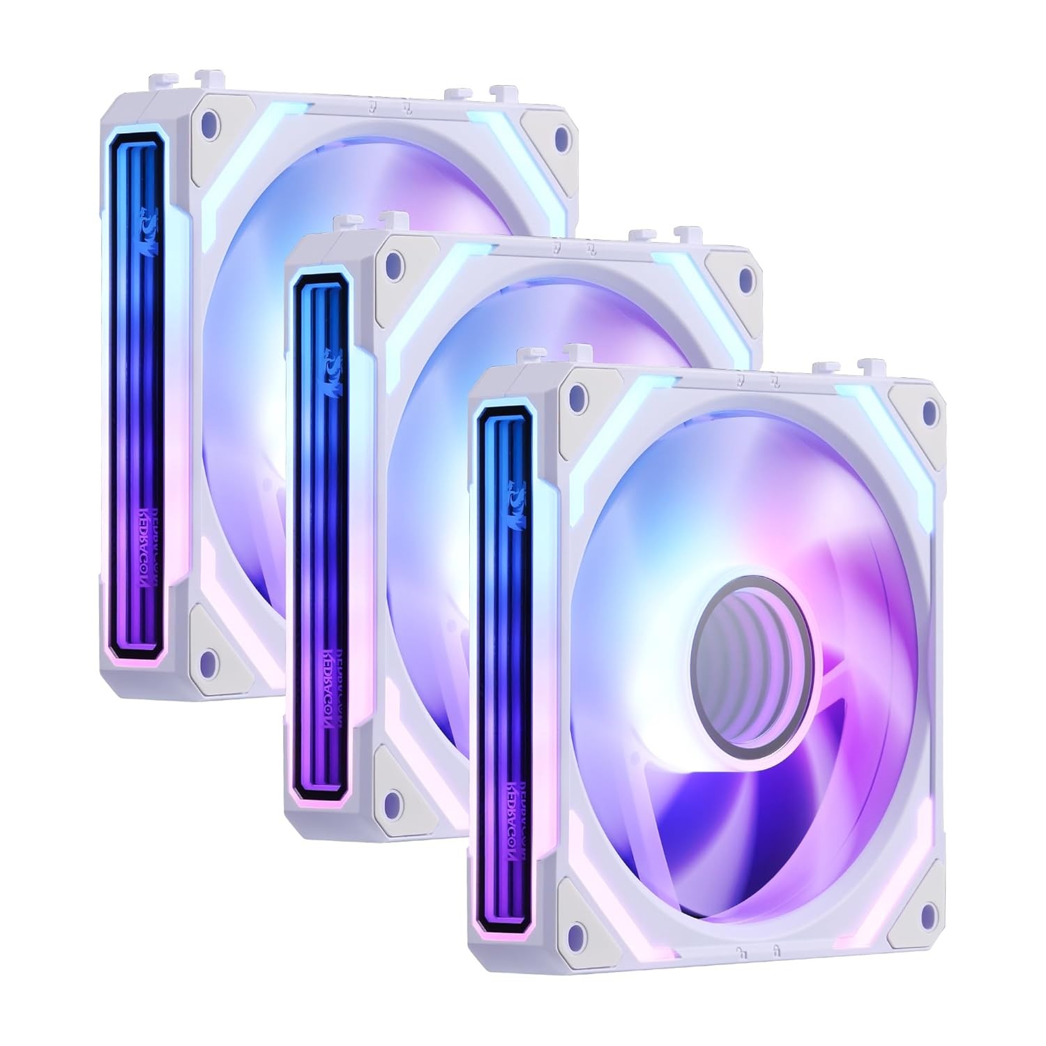 Redragon GCF012 Reverse 120mm PC Case Fan, Daisy-Chain Connection, 5V 3Pin ARGB Lighting, 4 Pin PWM, for Radiator/Computer Case Cooling, White