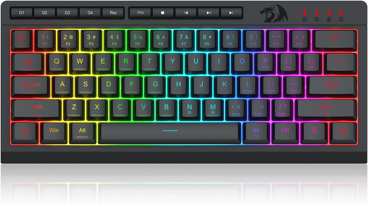 Redragon K522 PRO 60% Wireless RGB Membrane Gaming Keyboard, 3 Mode Compact 61 Keys Linear Mechanical-Feel Switch Keyboard