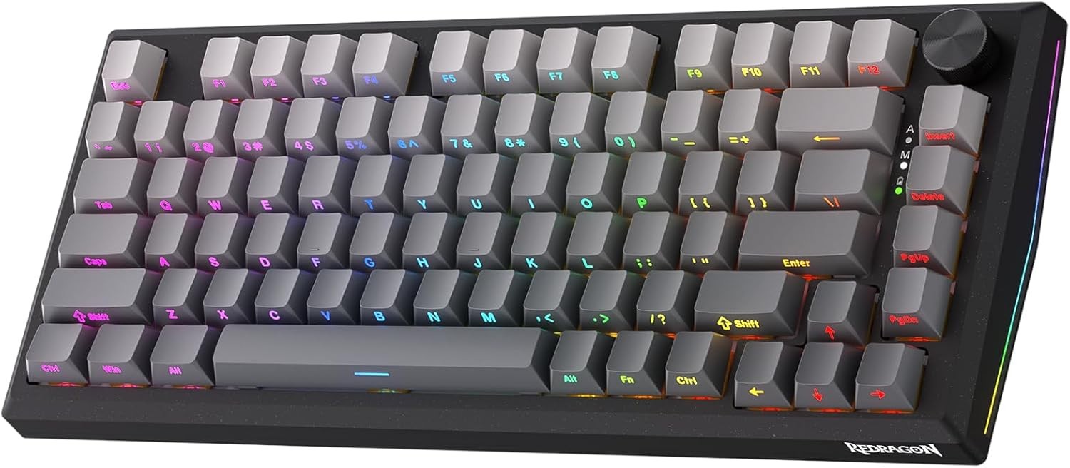 Redragon K687 PRO Wireless CNC Gasket Gaming Keyboard 81 Keys Mechanical Keyboard Premium CNC Aluminum Board, Easy-Control Knob, 5-Layer Noise Dampeni