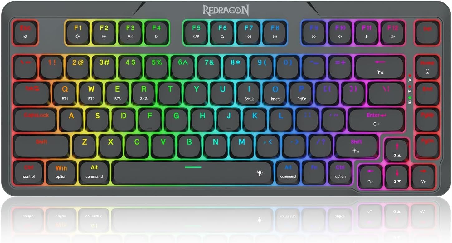 Redragon K706 PRO 75% Wireless Gasket RGB Gaming Keyboard, 3-Modes 82 Keys Compact Mechanical Keyboard