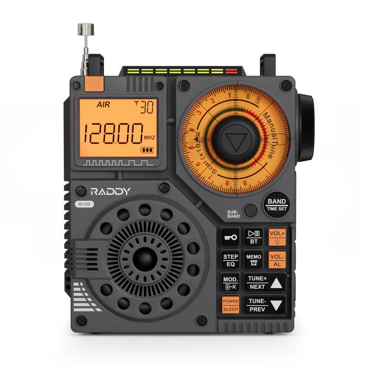 Raddy RF320 APP Control Shortwave Radio, AIR/FM/AM/VHF/SW/WB Receiver, Portable Radio Rechargeable w/ 9.85 Ft Wire Antenna (Black)
