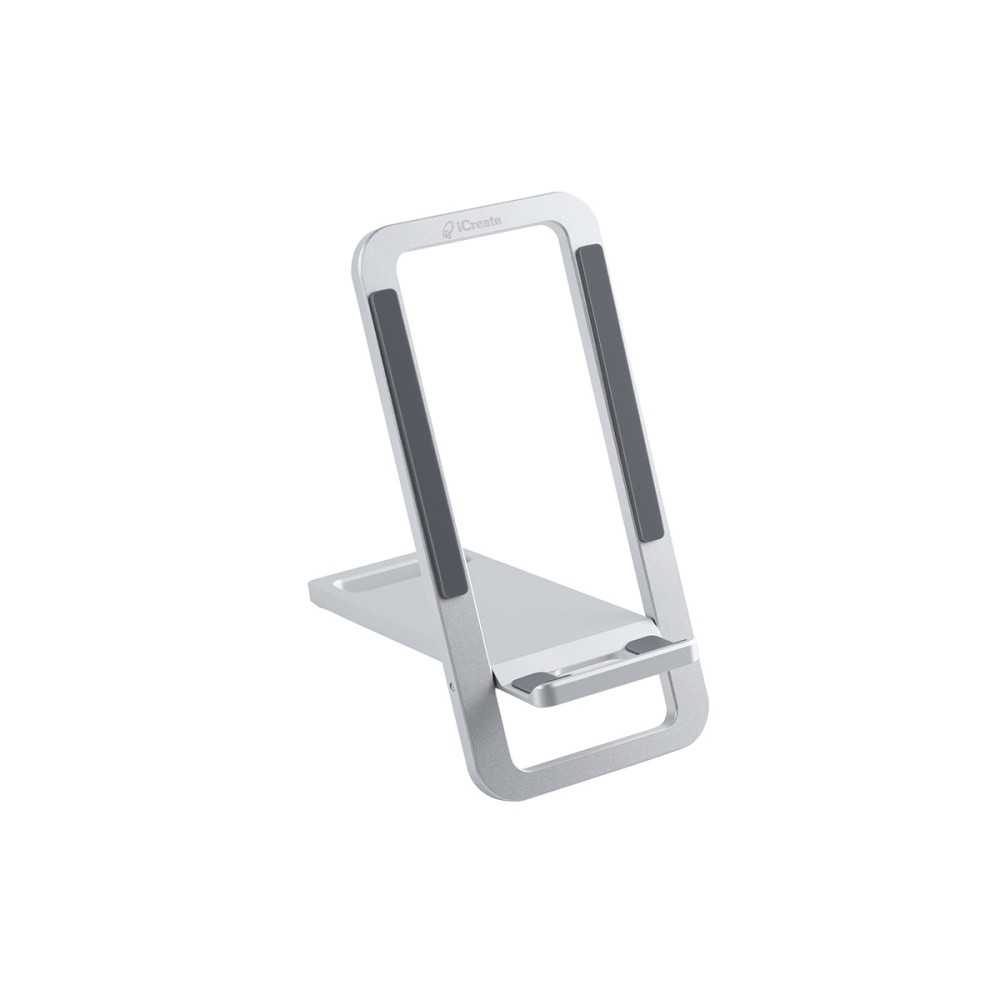 iCreate Metal Holder Stand Portable Card-type Foldable X Shape Stand for Smartphone - Silver