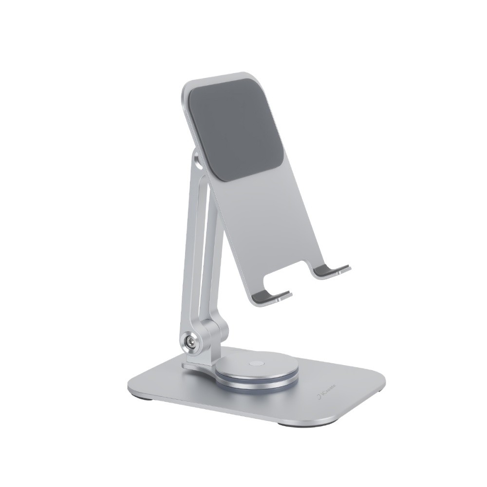 iCreate Rotating Metal Holder Stand Foldable Adjustable for Phone and Tablet - Silver