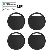 Air Tracker Tags-4 Pack, 5.3 Bluetooth Tracker Work with Apple Find My (iOS Only), Smart Tag with Keychain/Lanyard - Black
