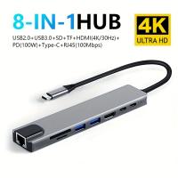 USB-Hubs-8-in-1-USB-C-Hub-4K-HDTV-Adapter-with-PD-100W-Charging-RJ45-Ethernet-SD-TF-Card-Reader-USB-2-0-3-0-Ports-for-Laptops-2