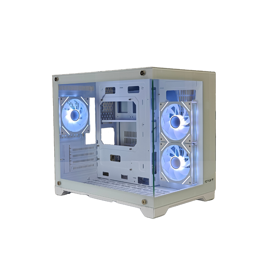 ICraft Villa Panoramic Micro-ATX Gaming Case White with 3 fans
