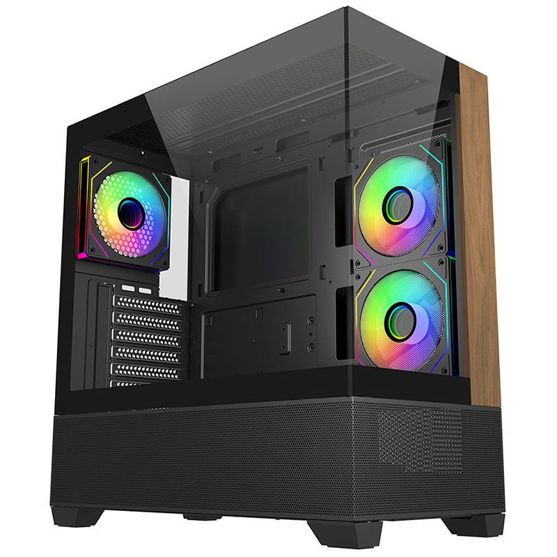 Cooler Master Elite 690 Wood ARGB ATX Case - Black (E690-KHNN-S00)