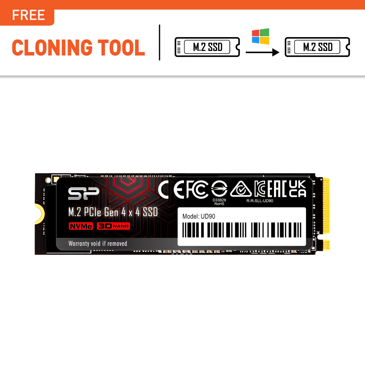 Silicon Power UD90 2TB R/W up to 5,000/4,800 MB/s PCIe NVMe Gen 4x4 M.2 SSD - SZ02KGBP44UD9005AU