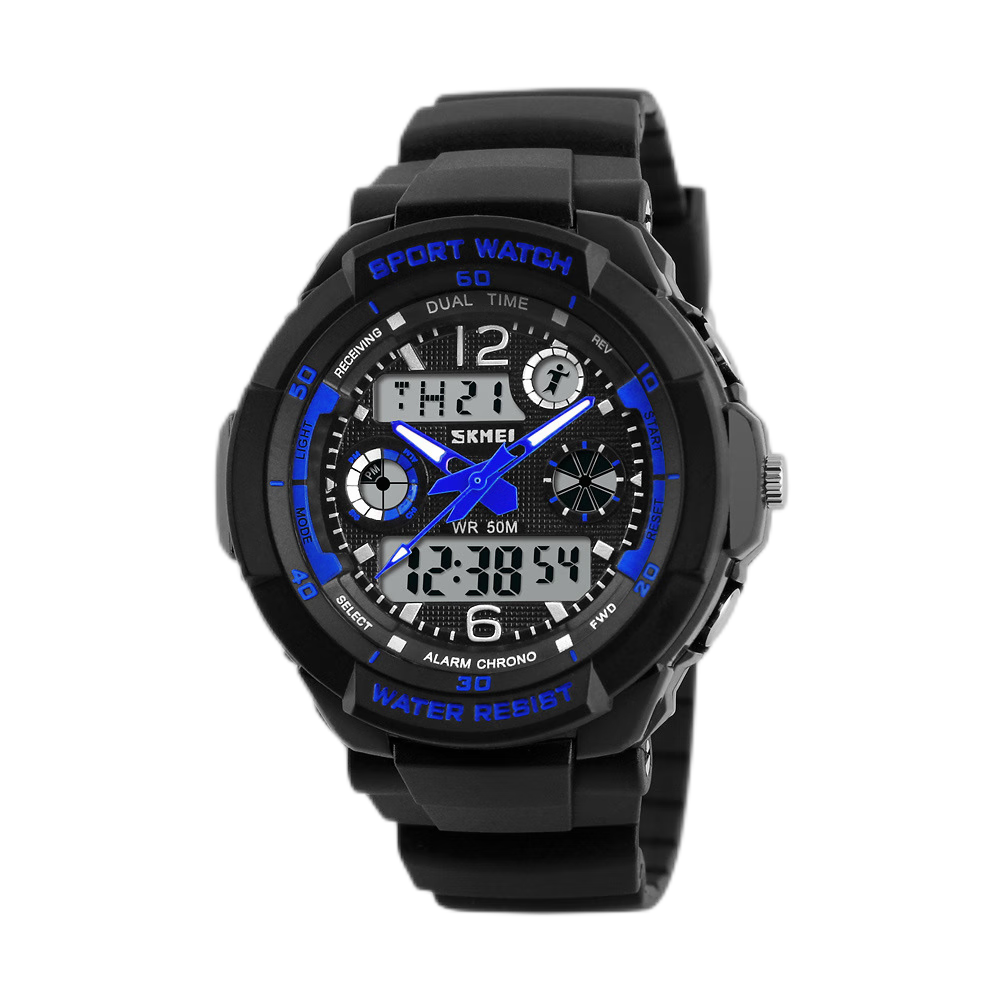 Children's Watch Men's Trendy Outdoor Multi functional Waterproof Sports Watch Student Electronic Watch 1060-blue