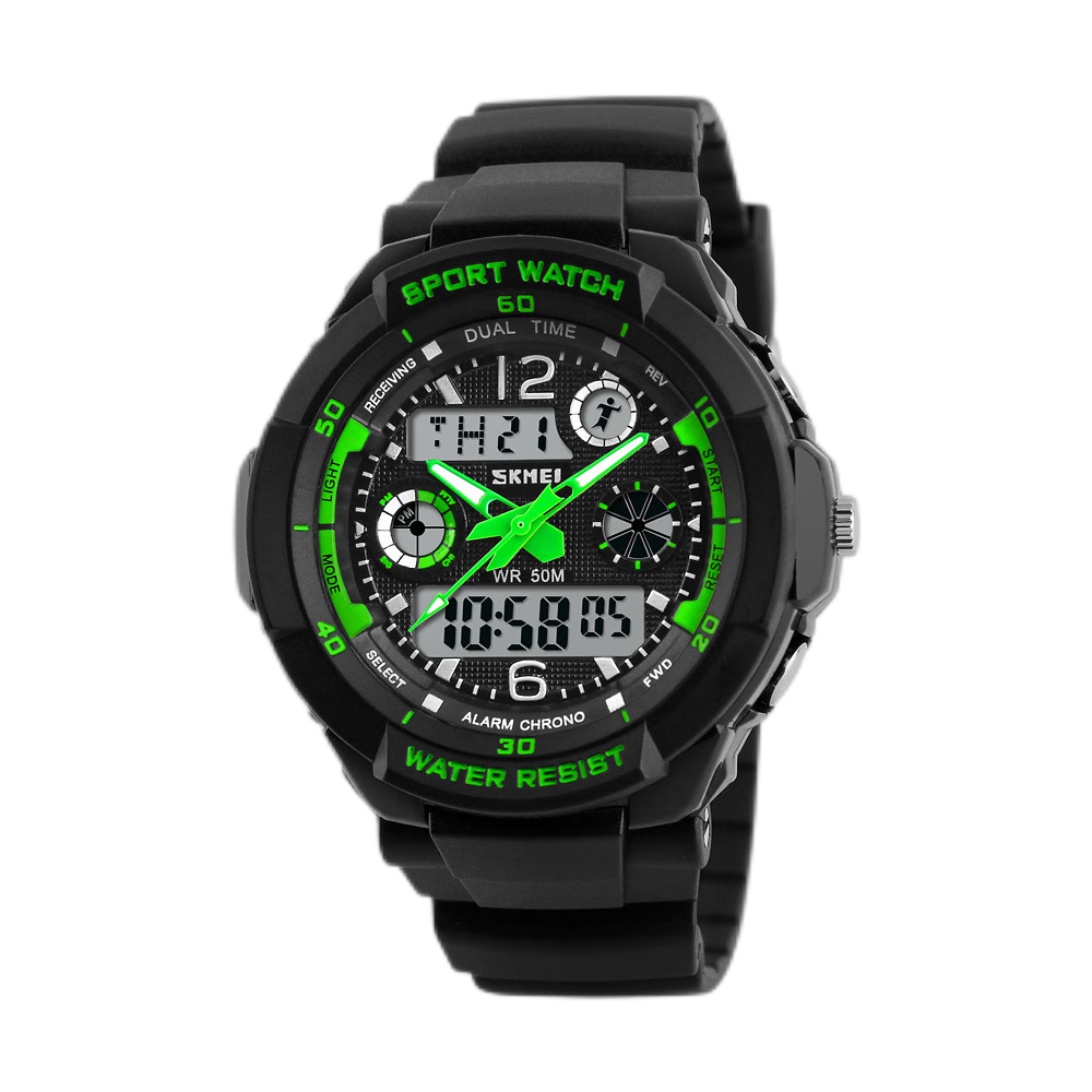 Children's Watch Men's Trendy Outdoor Multi functional Waterproof Sports Watch Student Electronic Watch 1060-green