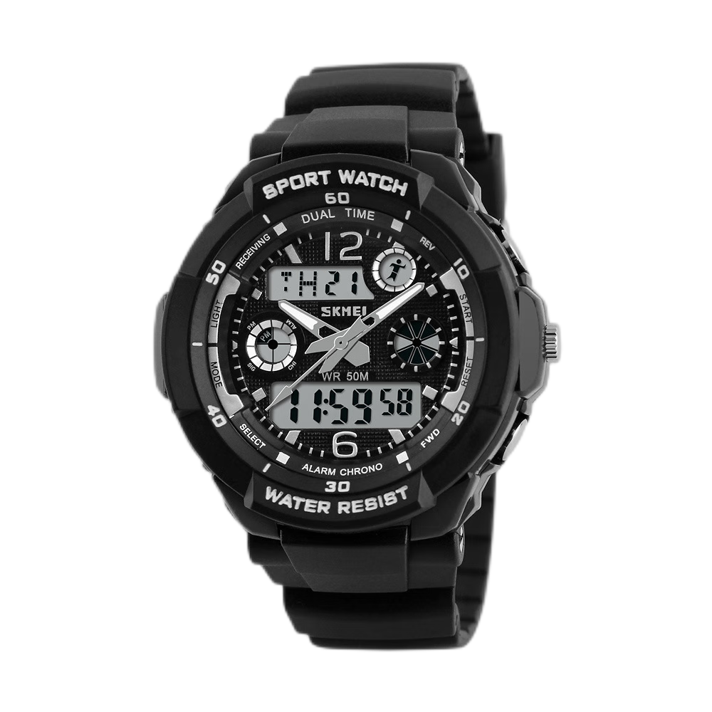 Children's Watch Men's Trendy Outdoor Multi functional Waterproof Sports Watch Student Electronic Watch 1060-silver