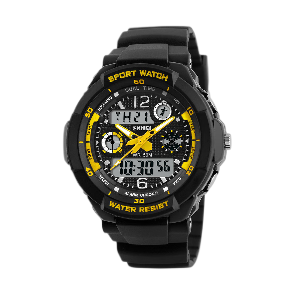 Children's Watch Men's Trendy Outdoor Multi functional Waterproof Sports Watch Student Electronic Watch 1060-yellow
