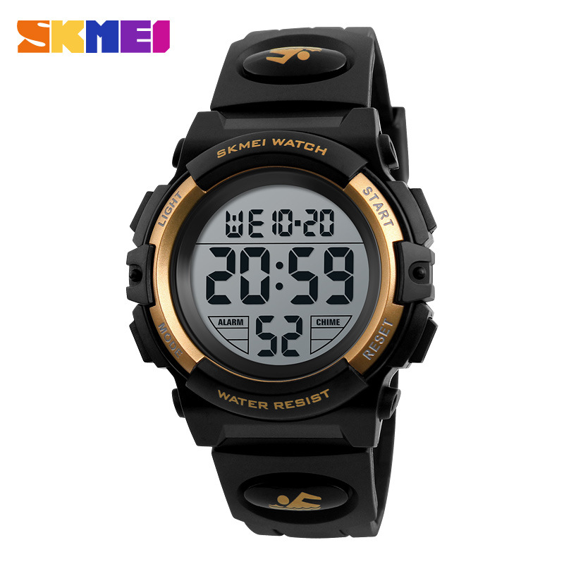 Men's large dial waterproof watch multifunctional outdoor sports trend electronic watch 1266-gold