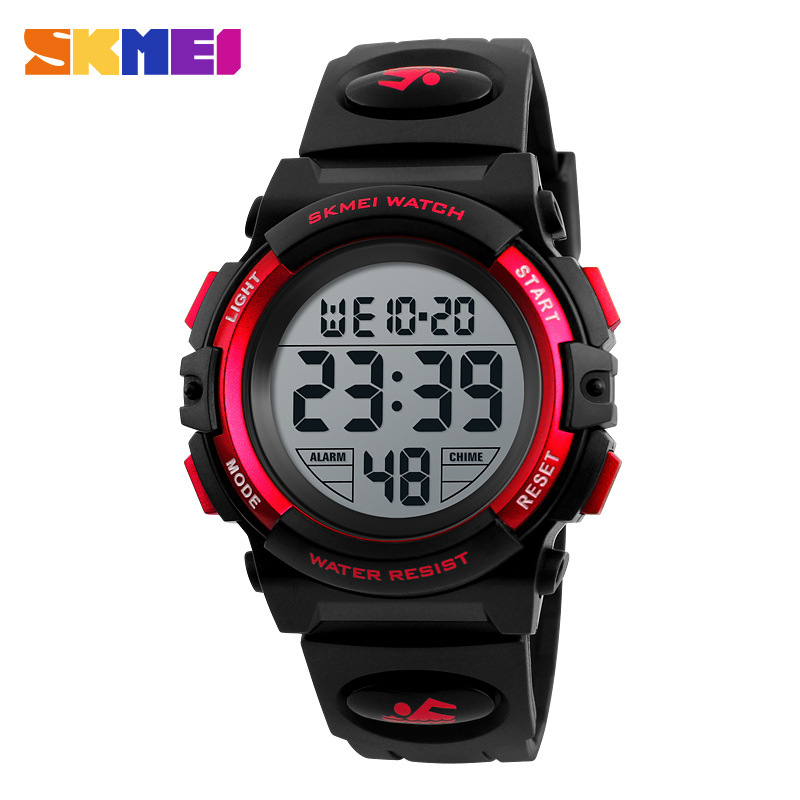 Men's large dial waterproof watch multifunctional outdoor sports trend electronic watch 1266-red