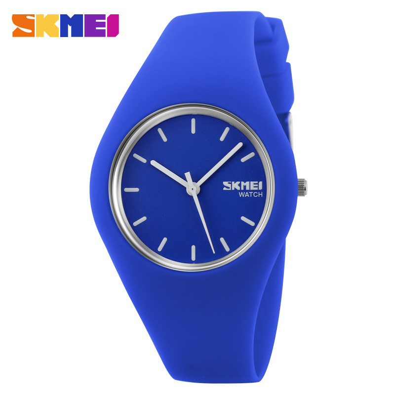 Student silicone waterproof pointer watch simple men's and women's jelly colored gift electronic watch 9068-dark blue