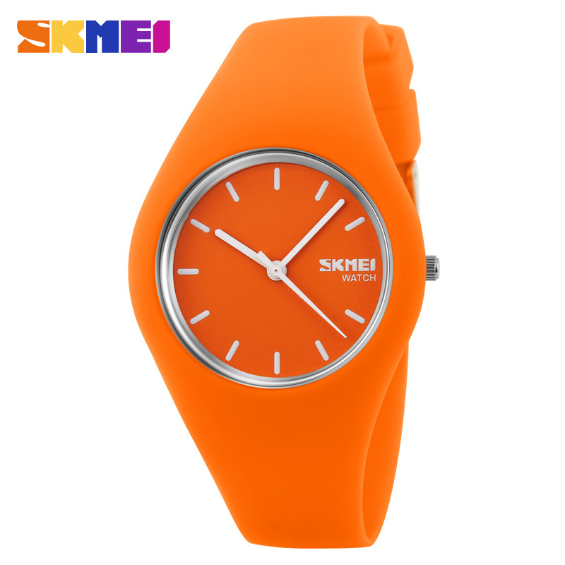 Student silicone waterproof pointer watch simple men's and women's jelly colored gift electronic watch 9068-orange