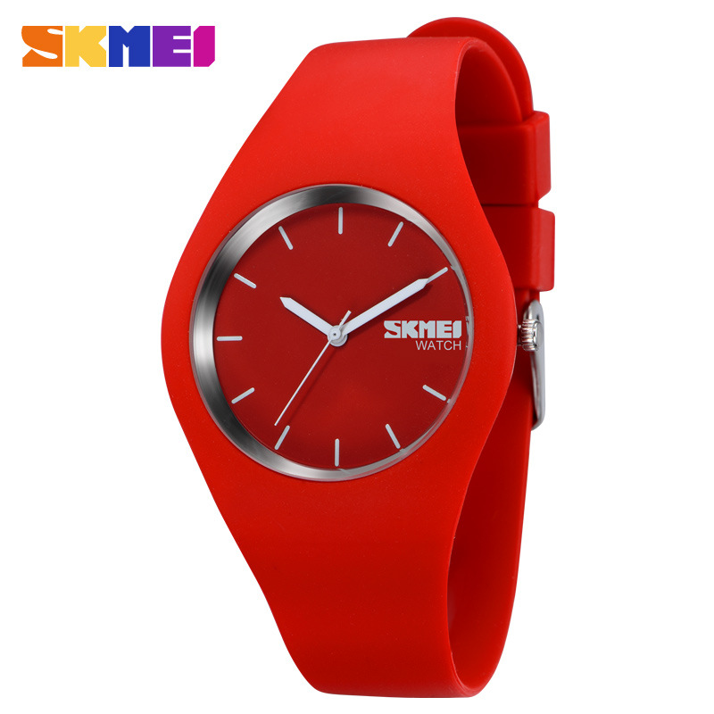 Student silicone waterproof pointer watch simple men's and women's jelly colored gift electronic watch 9068-red