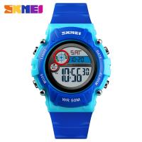 Colorful LED lights, dual time sports waterproof children's watch, student Christmas gift watch 1477-dark blue