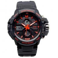 Dual Display Watch Outdoor Sports Mountaineering Waterproof Electronic Watch Student Multi functional Trendy Diving Watch Plastic Watch 0990-orange