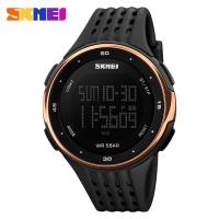 Men's multifunctional waterproof sports electronic watch with large dial for male students, mountain climbing outdoor watch 1219-rosegold