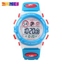 Multi functional waterproof children's watch with colorful LED luminous transparent case, personalized student electronic watch 1451-white blue