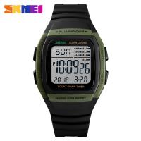 Outdoor sports 5 sets of alarm clocks waterproof multifunctional dual time student electronic watch 1278-armygreen