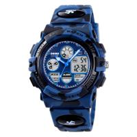 Waterproof multifunctional sports watch electronic student children's electronic watch 1163-Deep Blue Camouflage
