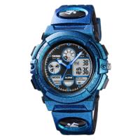 Waterproof multifunctional sports watch electronic student children's electronic watch 1163-blue long