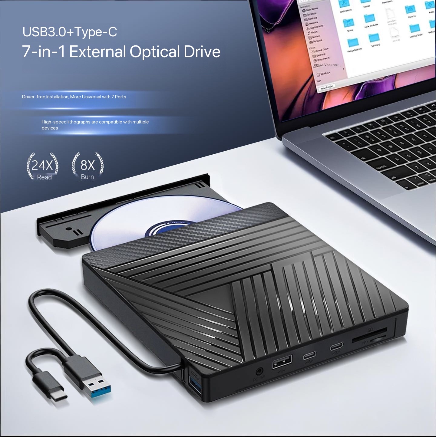 External DVD burner Laptop universal seven-in-one reader USB3.0 optical drive burner 