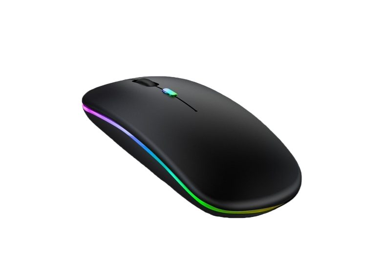 Brand Rechargeable Silent Mouse, Dual Mode (BT 5.0/2.4G), RGB Light,  Wireless for Laptop Office Gaming - Black