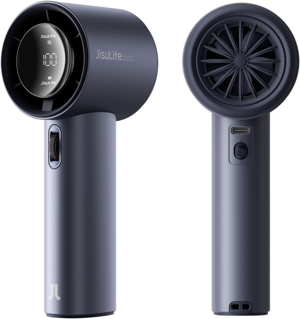 JISULIFE PRO1 Handheld Fan,3600mAh Battery Rechargeable,Brushless Motor,Speed(1-100) Adjustable,Digital Display,Travel/Camping-Blue