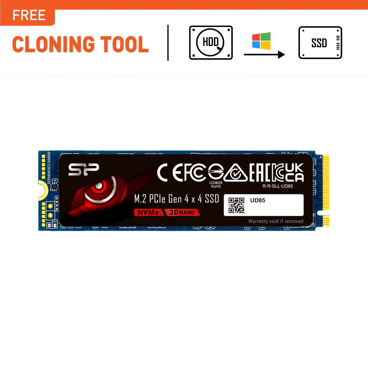 Silicon Power UD85 250GB R/W up to 3,300/1,300 MB/s PCIe NVMe Gen 4x4 M.2 SSD - SP250GBP44UD8505