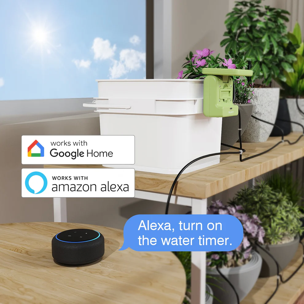 Raddy WS-2 Wi-Fi Automatic Watering System, Solar Drip Irrigation System, APP Control with Flexible Mini Hub, Water Shortage Alert, 2600mAh