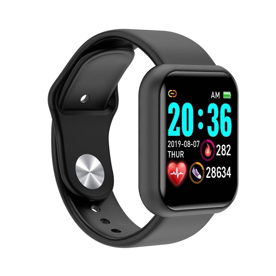Y68 Macaron Smart Bracelet D20 Macaron New Heart Rate Blood Pressure Multi-Function Bluetooth Watch - Y68 black