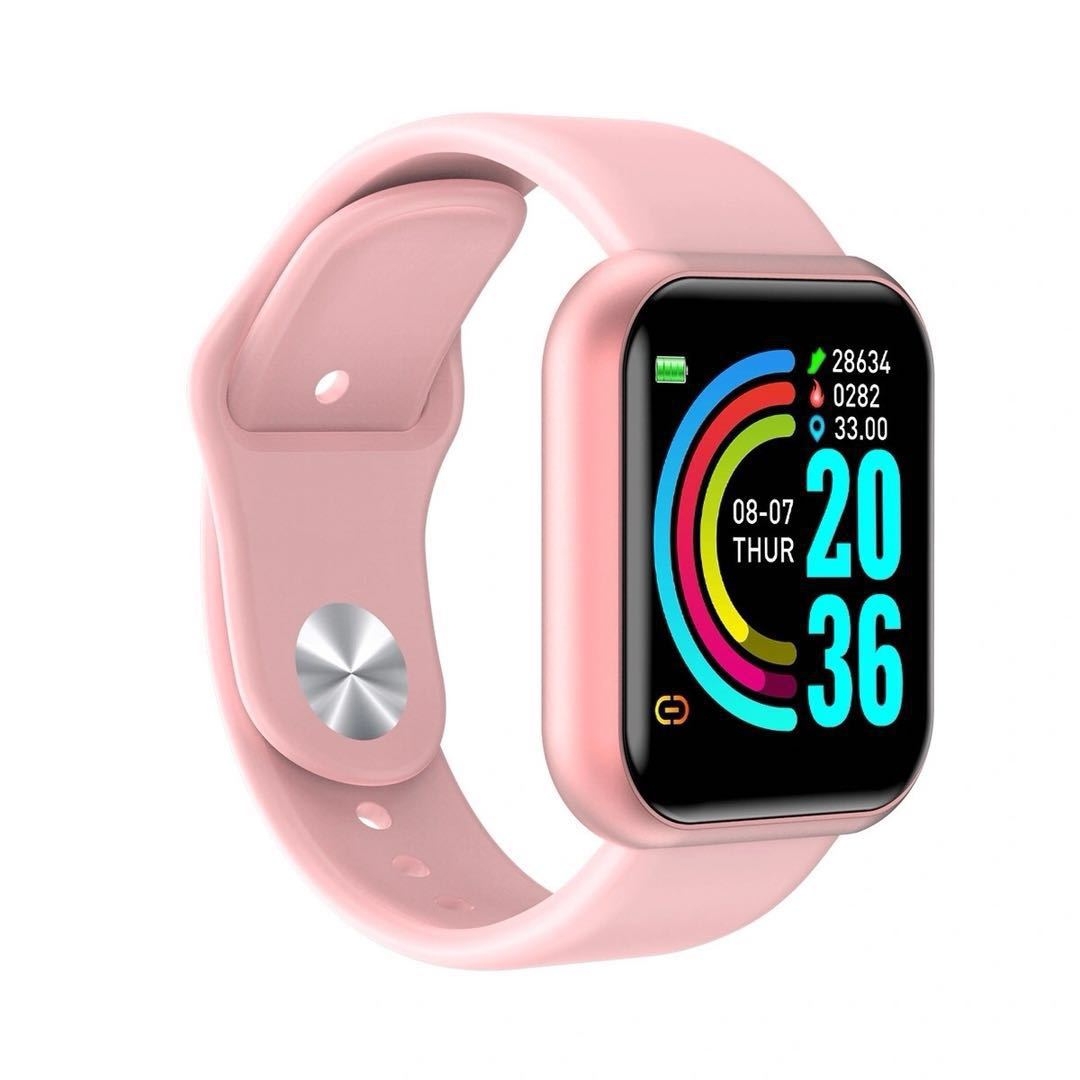 Y68 Macaron Smart Bracelet D20 Macaron New Heart Rate Blood Pressure Multi-Function Bluetooth Watch - Y68 pink