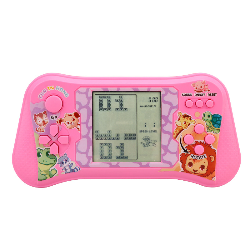 Classic nostalgic large screen eye friendly Tetris game console, children's puzzle electronic toy - 10110 large screen pink