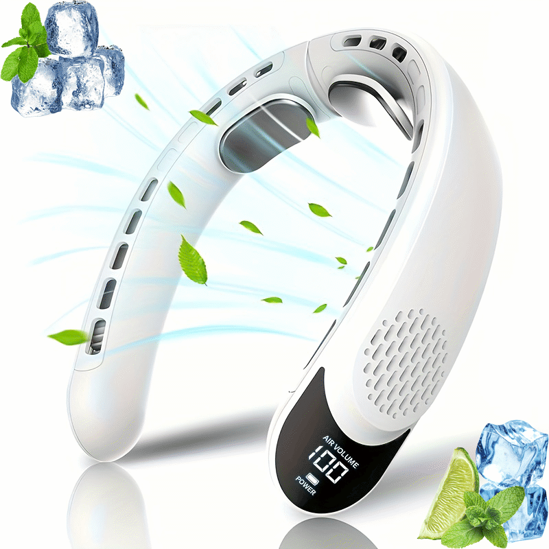 Bladeless Neck Fan 4 Turbo Engines Portable Neck Fan  4000mAh Large Battery USB Personal Fan Rechargeable Wearable Fan 360° Cooling Fan Foldable Fans