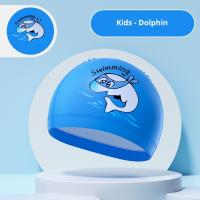 Boy' Blue Swimming Cap, PU Coating - Cartoon Character, Waterproof & Hair-Friendly