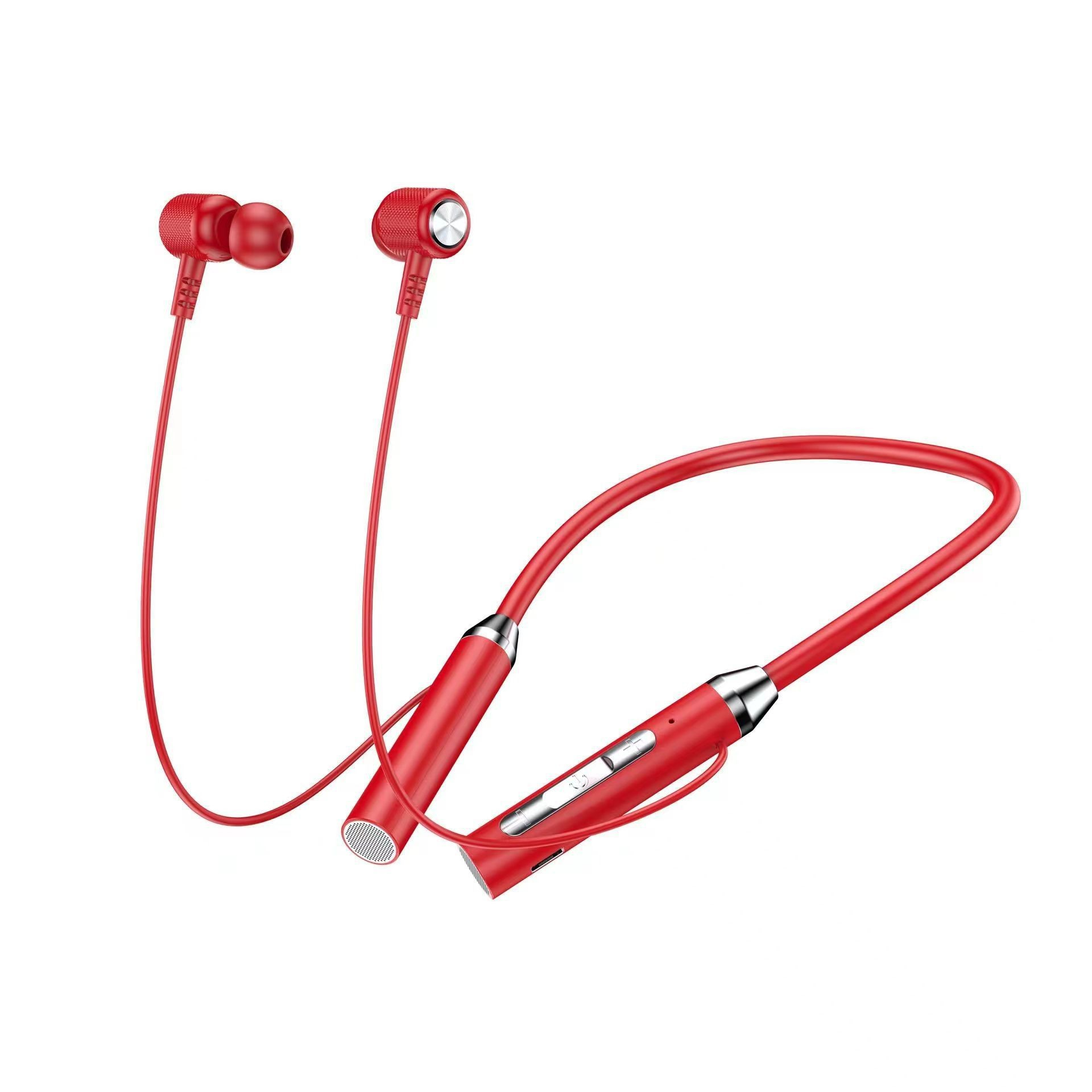 Bluetooth wireless headset neck hanging sports dual ear in neck hanging type with ultra long standby battery life G01-red