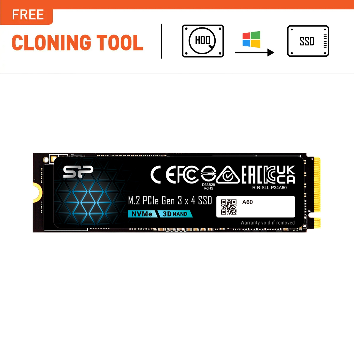 Silicon Power 256GB P34A60 Gen3x4 TLC R/W up to 2,200/1,600 MB/s PCIe M.2 NVMe SSD - SZ256GBP34A60M28AU