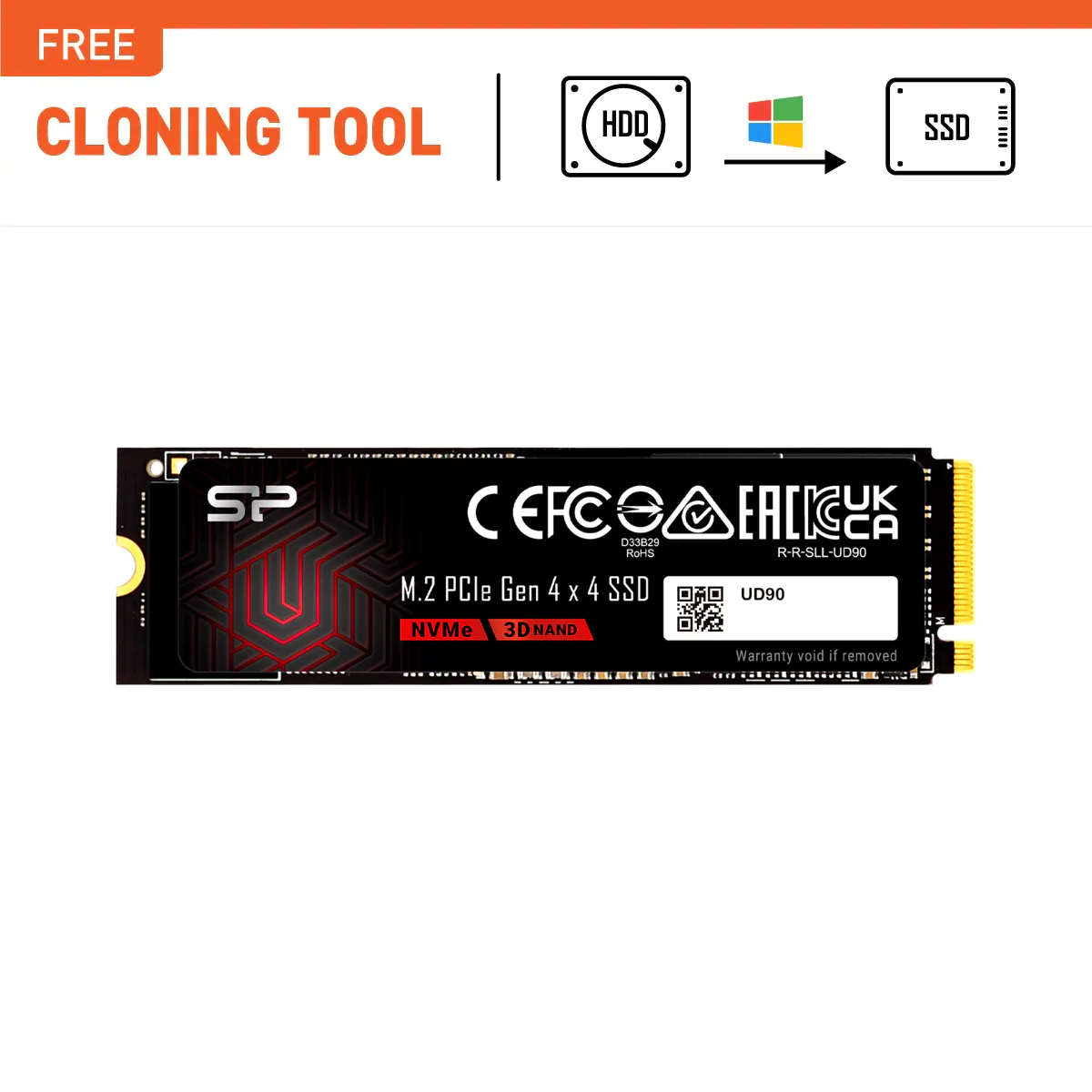 Silicon Power UD90 1TB R/W up to 5,000/4,800 MB/s PCIe NVMe Gen 4x4 M.2 SSD - SZ01KGBP44UD9005AU