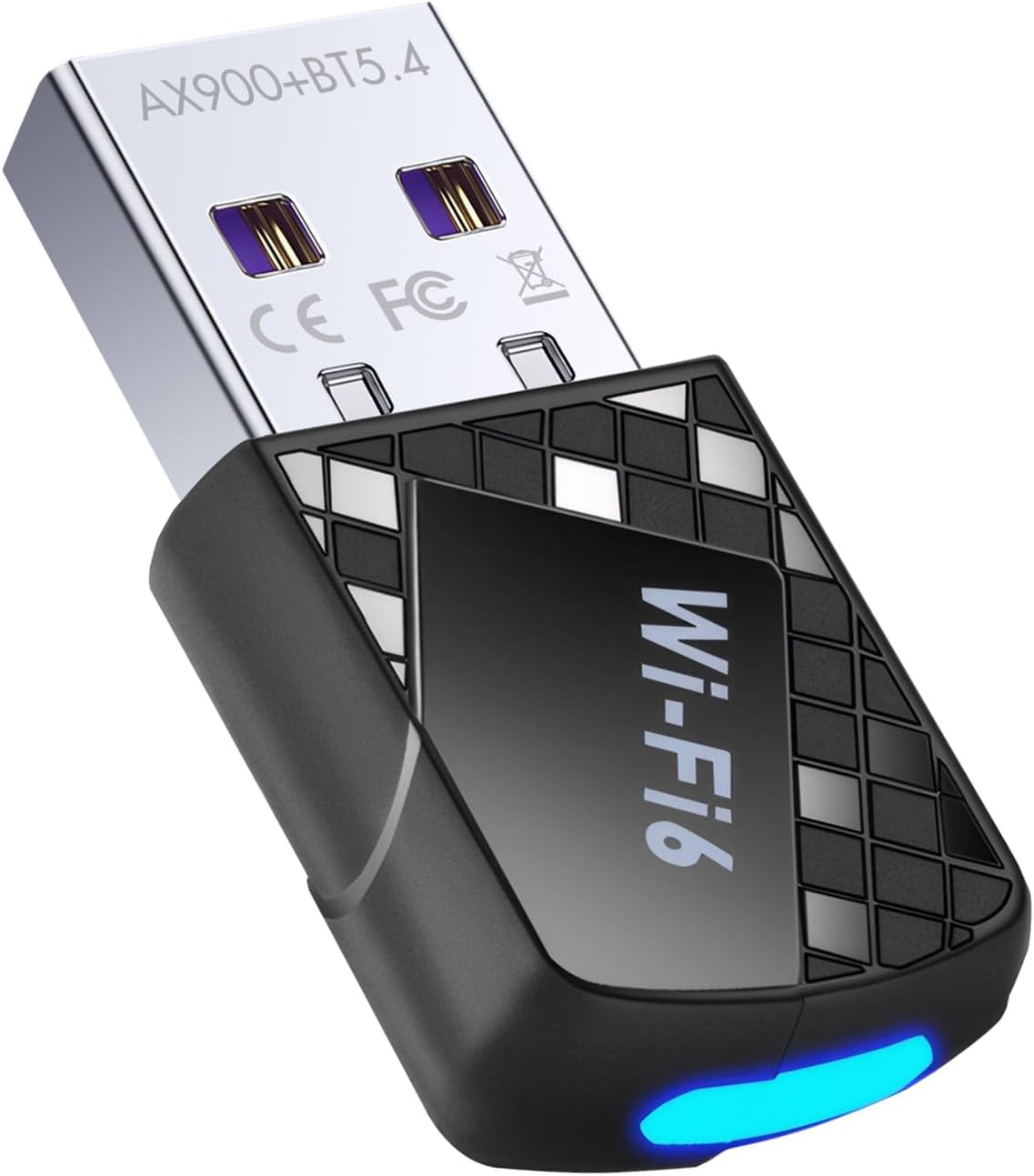 USB WiFi 6 Adapter for PC,AX900Mbps 2-in-1 Bluetooth 5.4 WiFi Adapter.2.4G/5G Dual-Band Wireless Network Transceiver for Laptop/Desktop Computer,WPA3