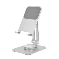 Phone Desktop Stand Aluminum Holder 360° Rotation and Foldable - Silver