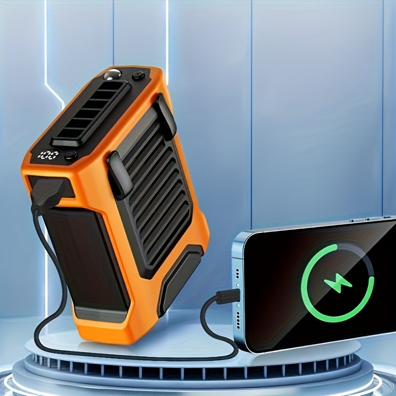 Portable Fan with Power Bank 10000mah Waist Fan 3-in-1Waist Hanging Fan Neck Fan Desktop Fan Multifunctional Waist-Mounted Fan Outdoor Companion