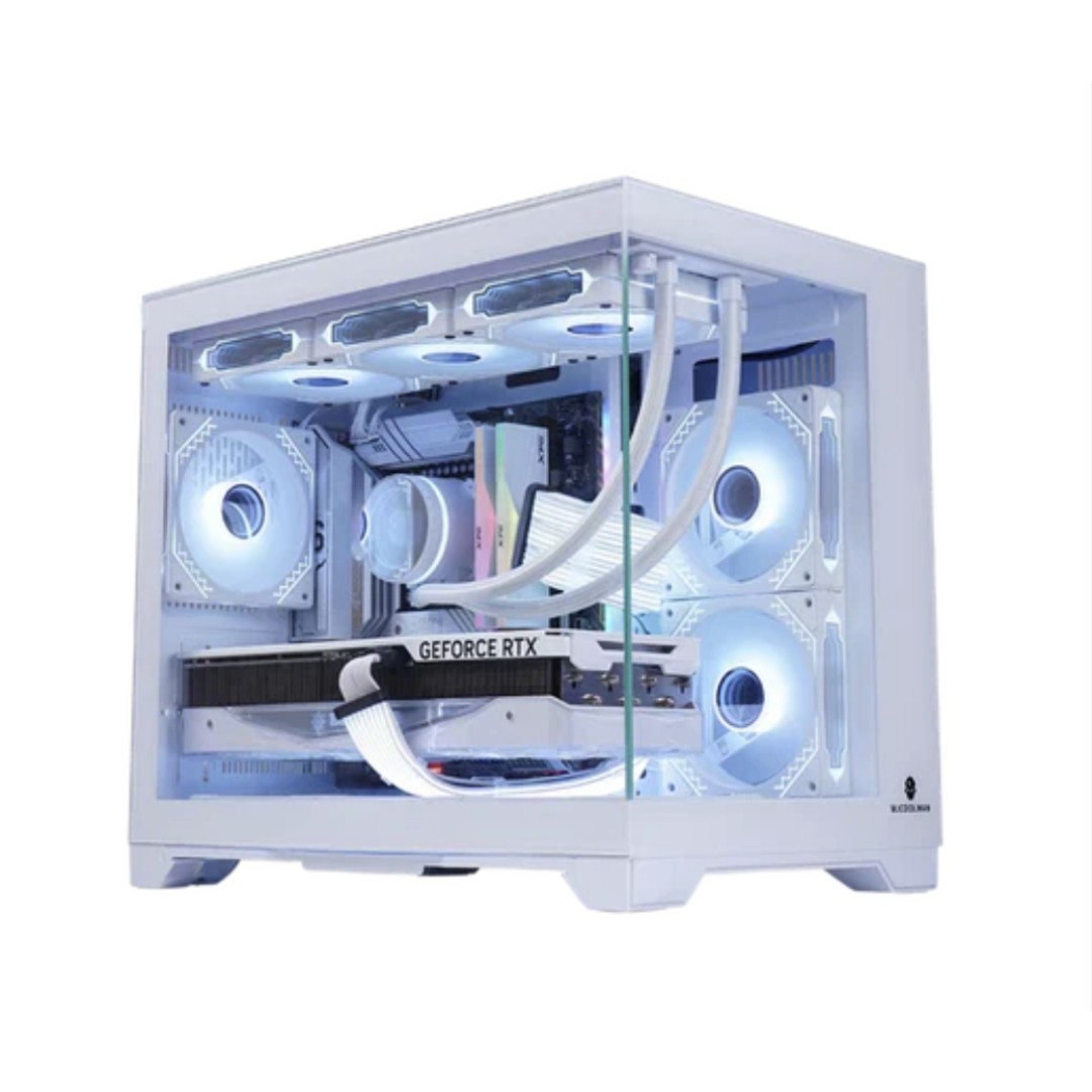 ICraft Villa Panoramic Micro-ATX Gaming Case White with 3 fans